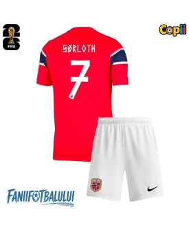 Norvegia Alexander Sorloth #7 Echipament de Fotbal Replică Mondial 2026 Copii Acasa (+ Șorturi)